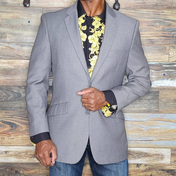 Giorgio Ferraro Super 120's Gray Double Vented Blazer Sport Jacket Size 40R - Picture 5 of 12